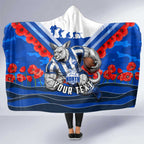 Personalised North Melbourne Kangaroos ANZAC Hooded Blanket Military Remembrance Australian Football Mascot Camouflage