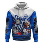 Personalised North Melbourne Kangaroos ANZAC Hoodie Military Remembrance Australian Football Mascot Camouflage