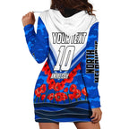 Personalised North Melbourne Kangaroos ANZAC Hoodie Dress Military Remembrance Australian Football Mascot Camouflage