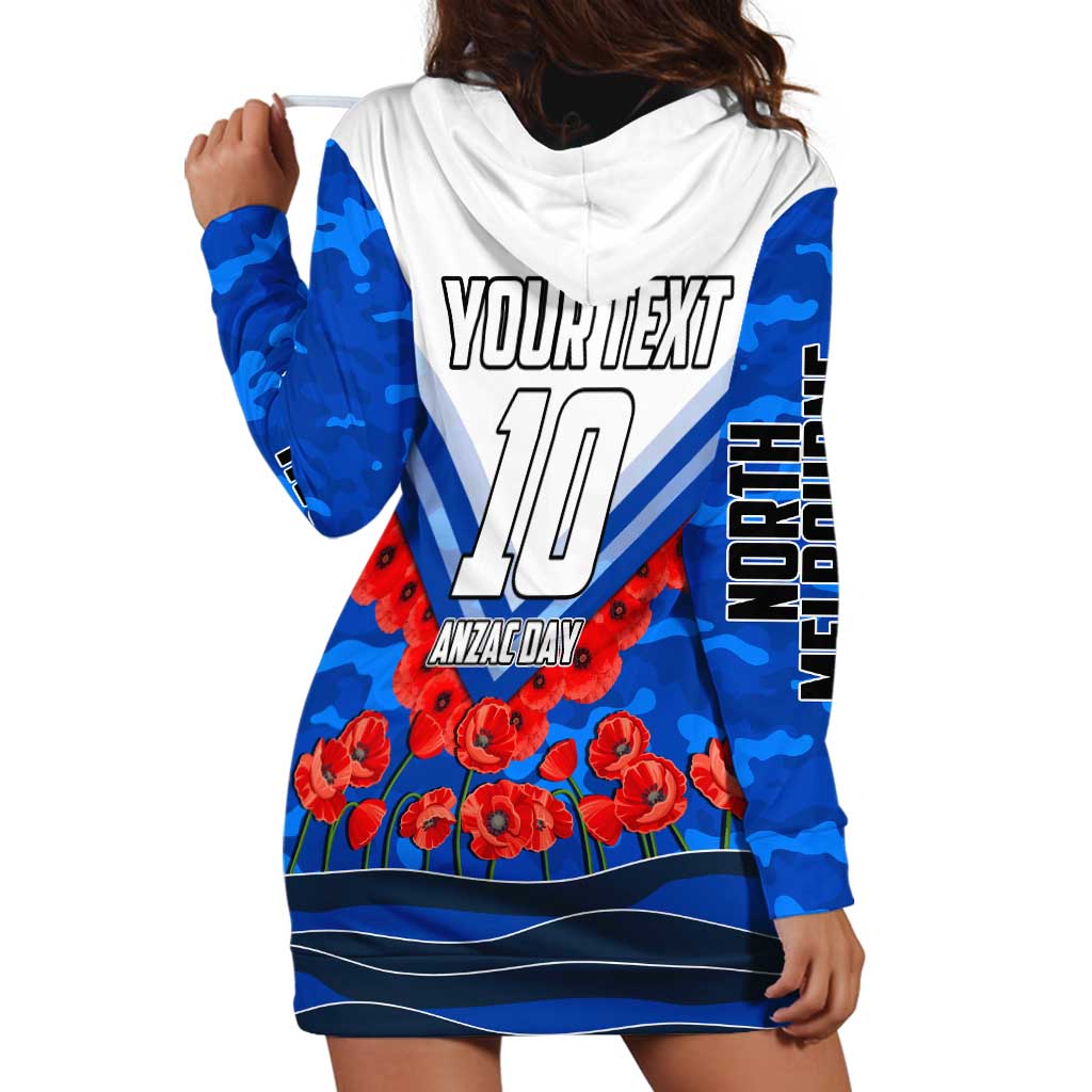 Personalised North Melbourne Kangaroos ANZAC Hoodie Dress Military Remembrance Australian Football Mascot Camouflage