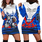 Personalised North Melbourne Kangaroos ANZAC Hoodie Dress Military Remembrance Australian Football Mascot Camouflage