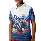 Personalised North Melbourne Kangaroos ANZAC Kid Polo Shirt Military Remembrance Australian Football Mascot Camouflage