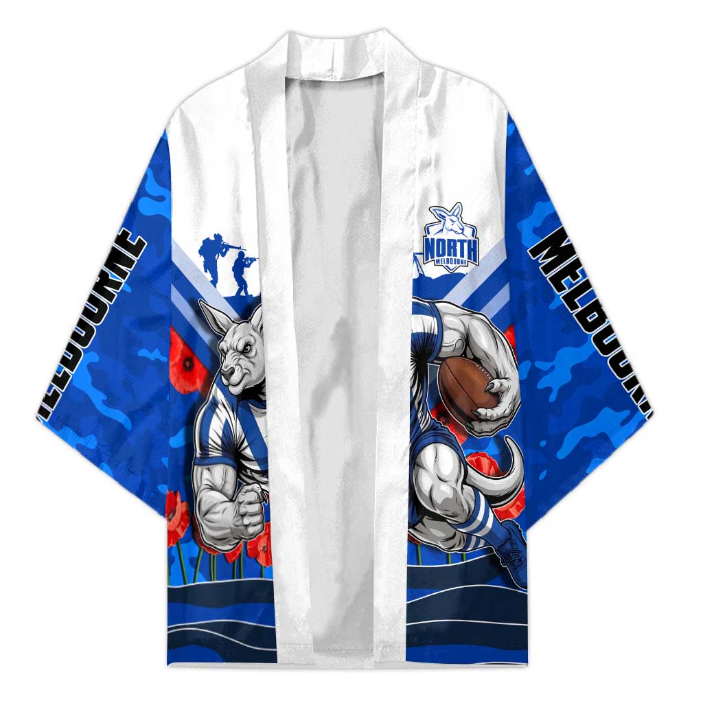 Personalised North Melbourne Kangaroos ANZAC Kimono Military Remembrance Australian Football Mascot Camouflage