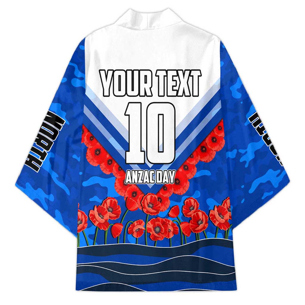 Personalised North Melbourne Kangaroos ANZAC Kimono Military Remembrance Australian Football Mascot Camouflage