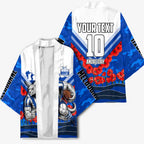 Personalised North Melbourne Kangaroos ANZAC Kimono Military Remembrance Australian Football Mascot Camouflage