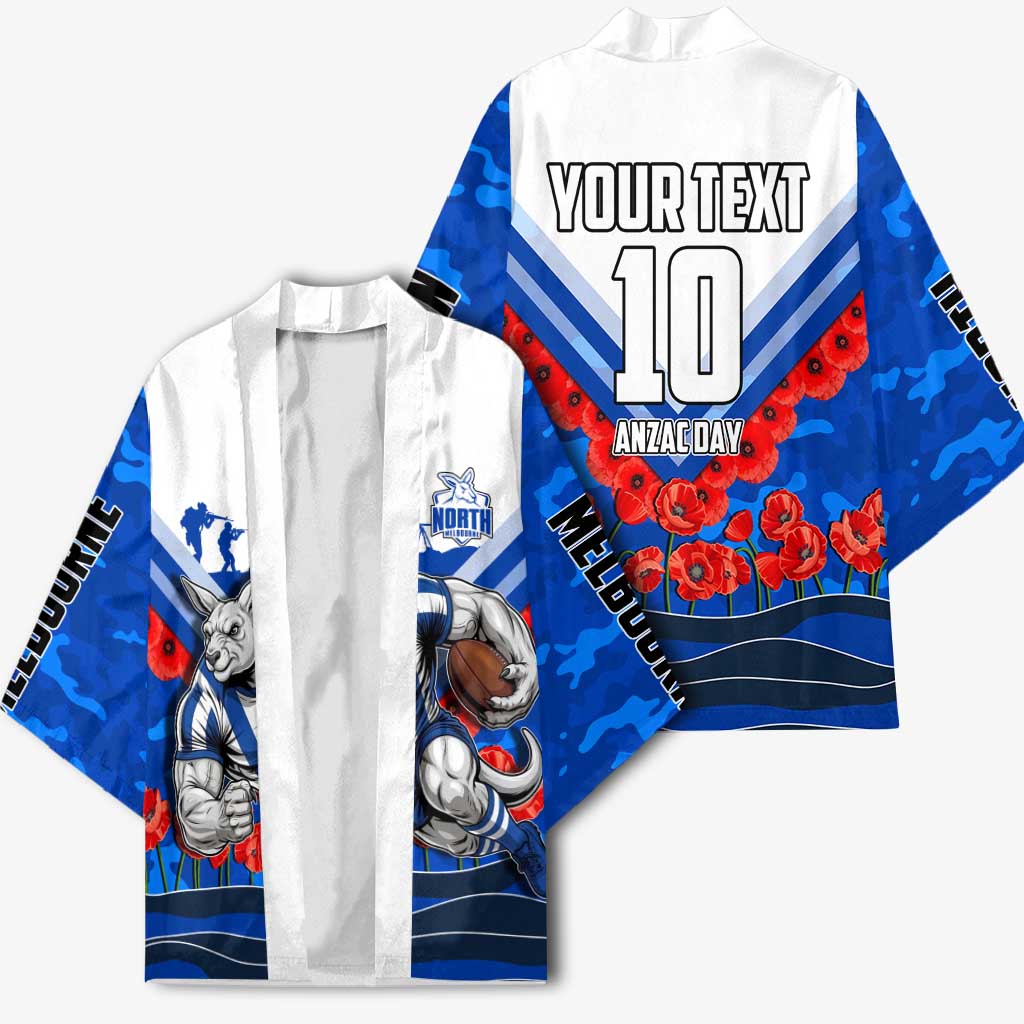 Personalised North Melbourne Kangaroos ANZAC Kimono Military Remembrance Australian Football Mascot Camouflage