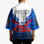 Personalised North Melbourne Kangaroos ANZAC Kimono Military Remembrance Australian Football Mascot Camouflage
