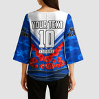 Personalised North Melbourne Kangaroos ANZAC Kimono Sleeve Blouse Military Remembrance Australian Football Mascot Camouflage