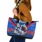 Personalised North Melbourne Kangaroos ANZAC Leather Tote Bag Military Remembrance Australian Football Mascot Camouflage