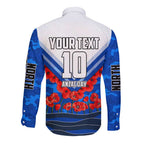 Personalised North Melbourne Kangaroos ANZAC Long Sleeve Button Shirt Military Remembrance Australian Football Mascot Camouflage