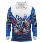 Personalised North Melbourne Kangaroos ANZAC Long Sleeve Polo Shirt Military Remembrance Australian Football Mascot Camouflage
