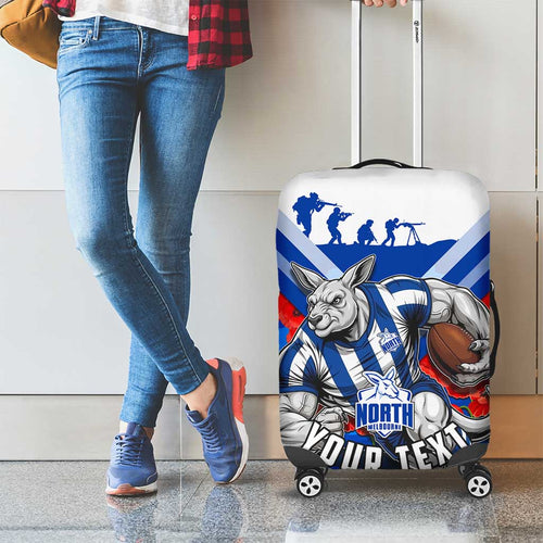 Personalised North Melbourne Kangaroos ANZAC Luggage Cover Military Remembrance Australian Football Mascot Camouflage