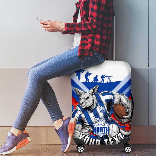 Personalised North Melbourne Kangaroos ANZAC Luggage Cover Military Remembrance Australian Football Mascot Camouflage