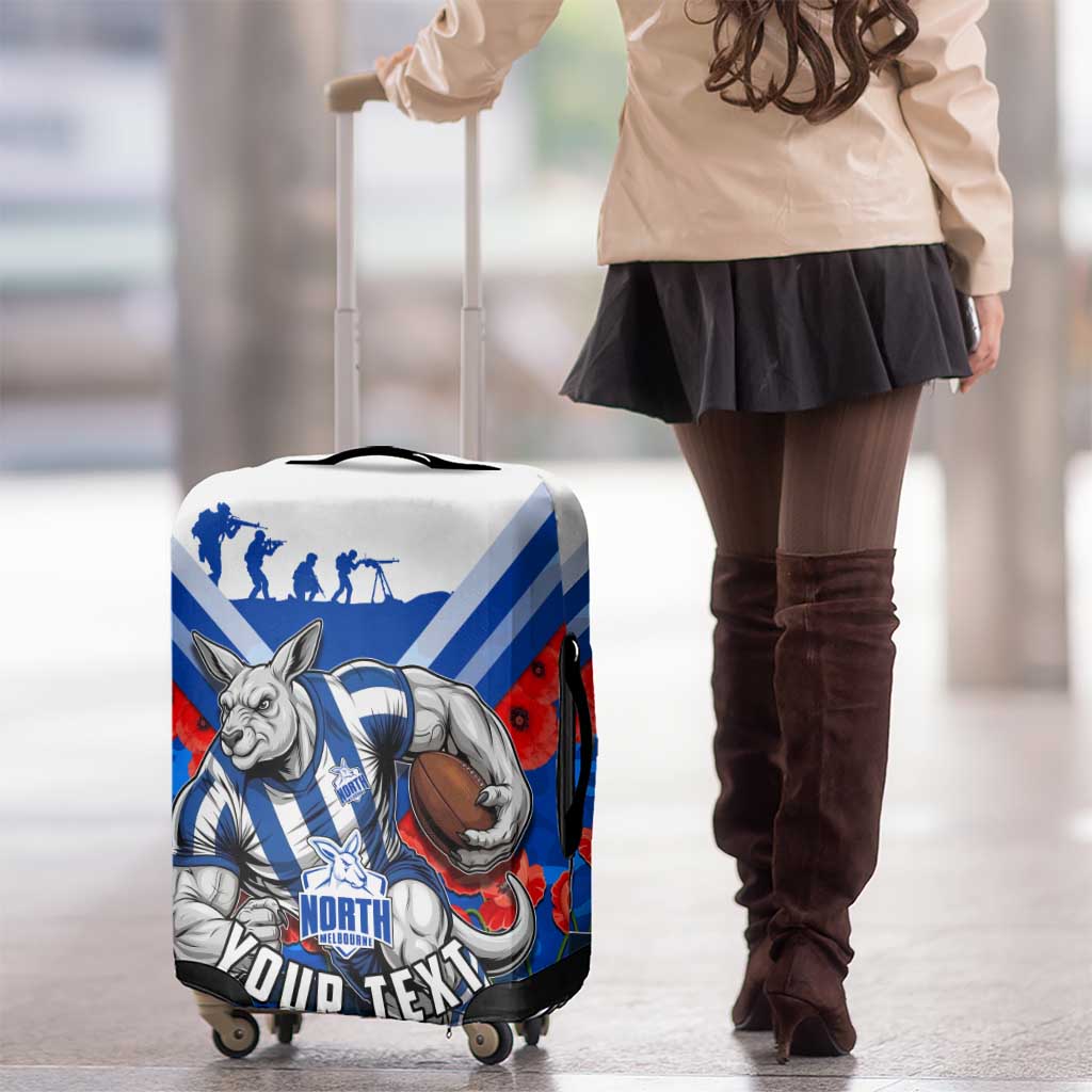 Personalised North Melbourne Kangaroos ANZAC Luggage Cover Military Remembrance Australian Football Mascot Camouflage