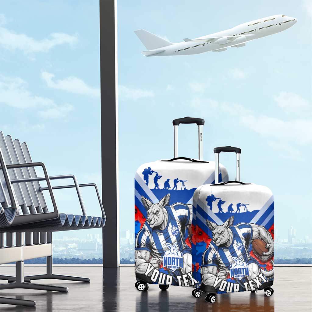 Personalised North Melbourne Kangaroos ANZAC Luggage Cover Military Remembrance Australian Football Mascot Camouflage