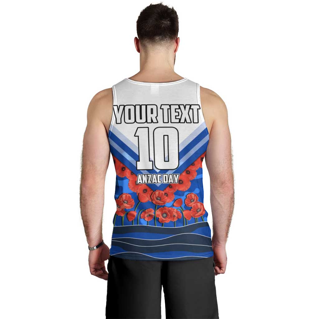 Personalised North Melbourne Kangaroos ANZAC Men Tank Top Military Remembrance Australian Football Mascot Camouflage