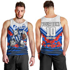 Personalised North Melbourne Kangaroos ANZAC Men Tank Top Military Remembrance Australian Football Mascot Camouflage
