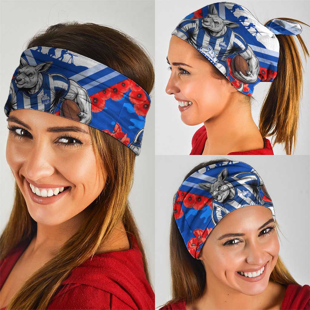 Personalised North Melbourne Kangaroos ANZAC Neck Gaiter Military Remembrance Australian Football Mascot Camouflage