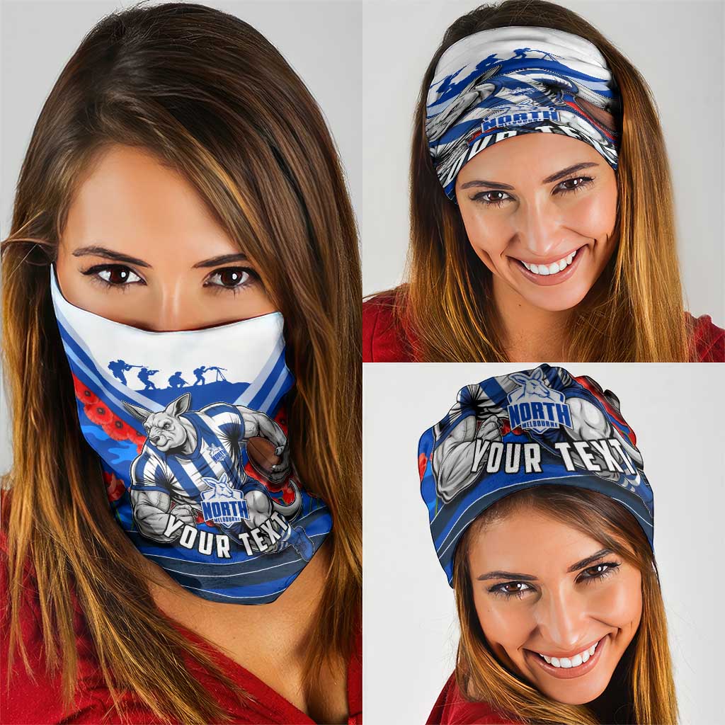 Personalised North Melbourne Kangaroos ANZAC Neck Gaiter Military Remembrance Australian Football Mascot Camouflage