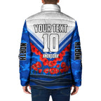 Personalised North Melbourne Kangaroos ANZAC Padded Jacket Military Remembrance Australian Football Mascot Camouflage