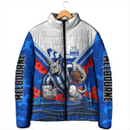 Personalised North Melbourne Kangaroos ANZAC Padded Jacket Military Remembrance Australian Football Mascot Camouflage