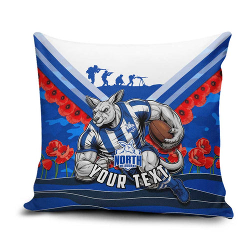 Personalised North Melbourne Kangaroos ANZAC Pillow Cover Military Remembrance Australian Football Mascot Camouflage