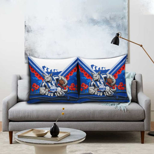 Personalised North Melbourne Kangaroos ANZAC Pillow Cover Military Remembrance Australian Football Mascot Camouflage