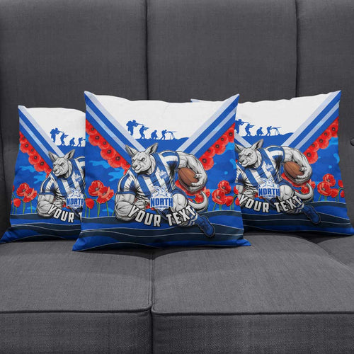 Personalised North Melbourne Kangaroos ANZAC Pillow Cover Military Remembrance Australian Football Mascot Camouflage