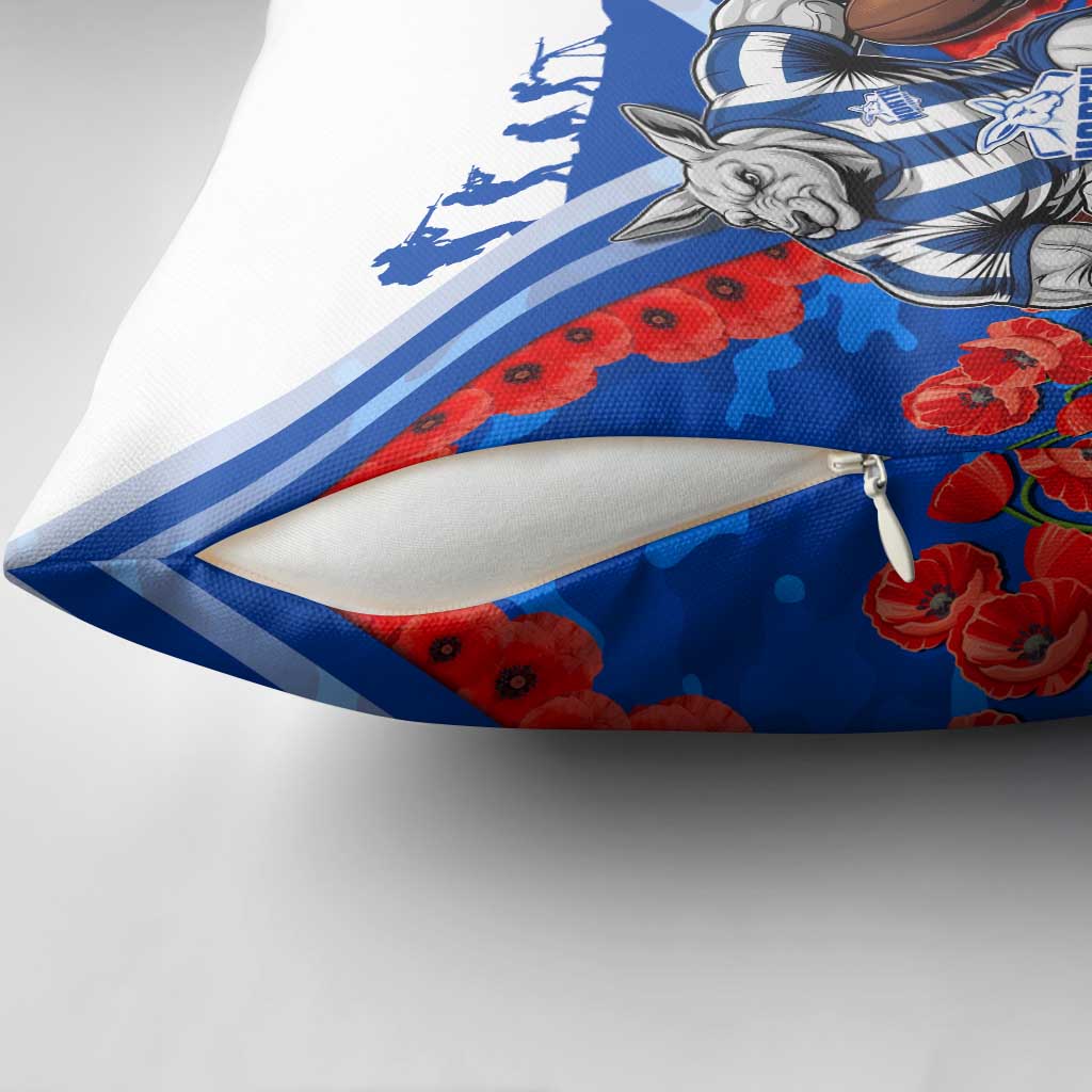Personalised North Melbourne Kangaroos ANZAC Pillow Cover Military Remembrance Australian Football Mascot Camouflage