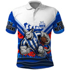 Personalised North Melbourne Kangaroos ANZAC Polo Shirt Military Remembrance Australian Football Mascot Camouflage