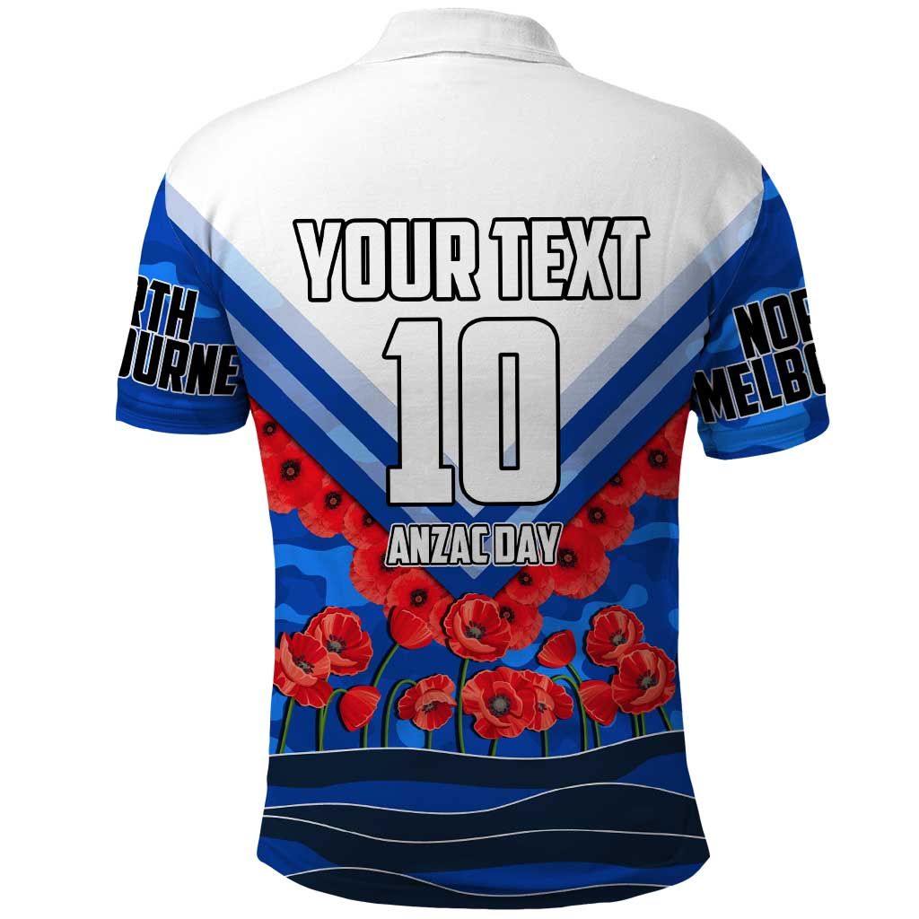 Personalised North Melbourne Kangaroos ANZAC Polo Shirt Military Remembrance Australian Football Mascot Camouflage