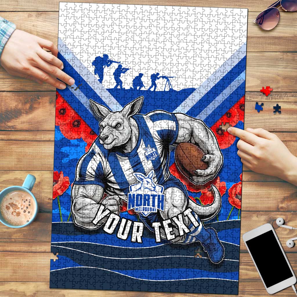 Personalised North Melbourne Kangaroos ANZAC Puzzle Military Remembrance Australian Football Mascot Camouflage
