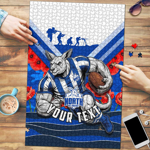 Personalised North Melbourne Kangaroos ANZAC Puzzle Military Remembrance Australian Football Mascot Camouflage