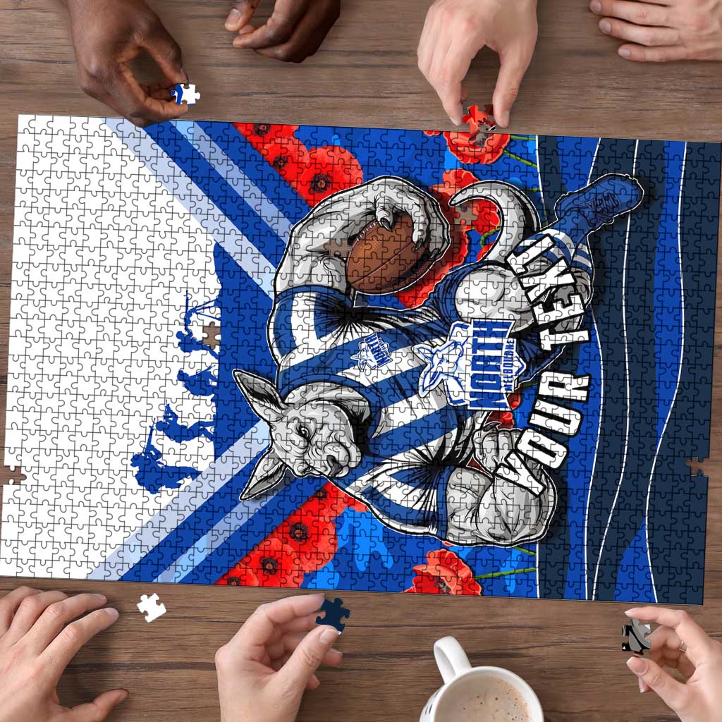 Personalised North Melbourne Kangaroos ANZAC Puzzle Military Remembrance Australian Football Mascot Camouflage