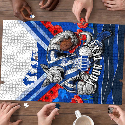 Personalised North Melbourne Kangaroos ANZAC Puzzle Military Remembrance Australian Football Mascot Camouflage