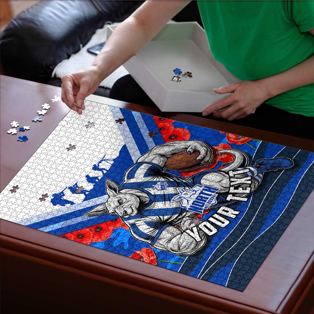 Personalised North Melbourne Kangaroos ANZAC Puzzle Military Remembrance Australian Football Mascot Camouflage