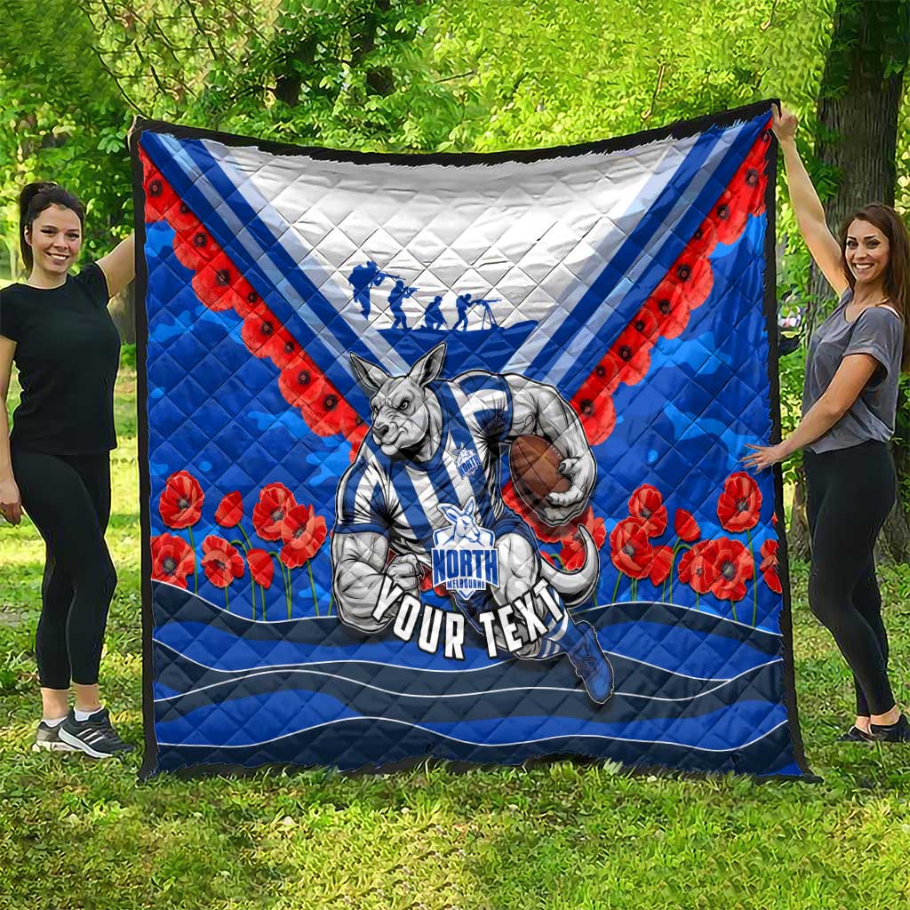 Personalised North Melbourne Kangaroos ANZAC Quilt Military Remembrance Australian Football Mascot Camouflage