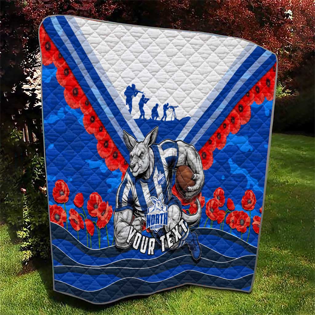 Personalised North Melbourne Kangaroos ANZAC Quilt Military Remembrance Australian Football Mascot Camouflage