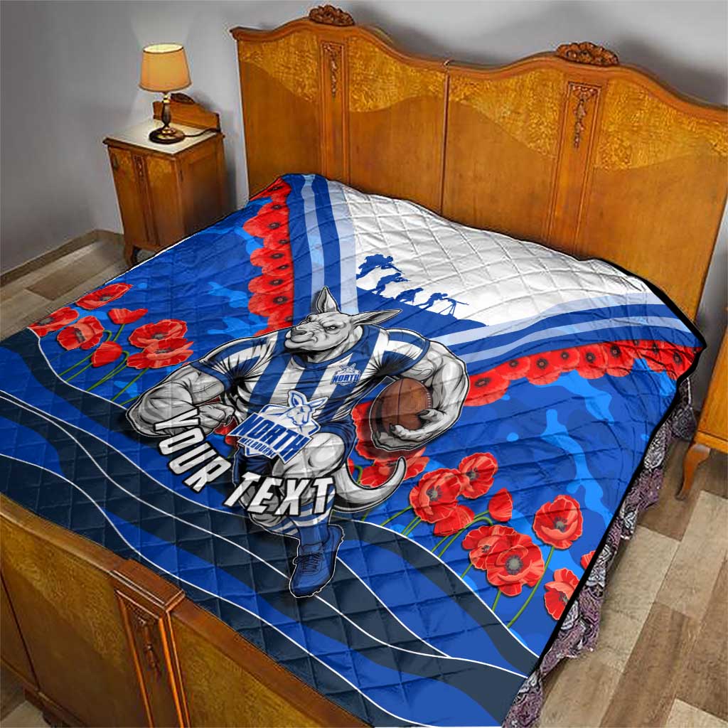 Personalised North Melbourne Kangaroos ANZAC Quilt Military Remembrance Australian Football Mascot Camouflage