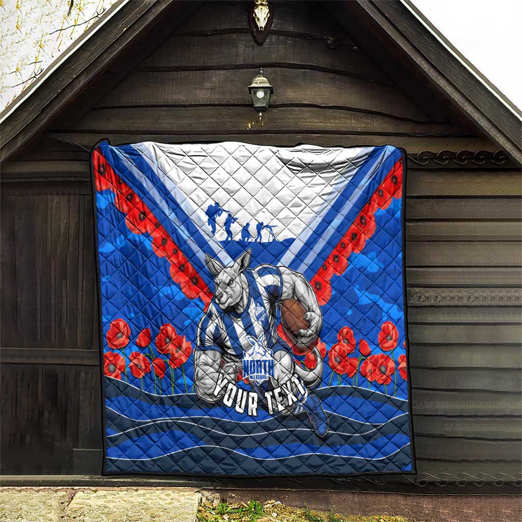 Personalised North Melbourne Kangaroos ANZAC Quilt Military Remembrance Australian Football Mascot Camouflage