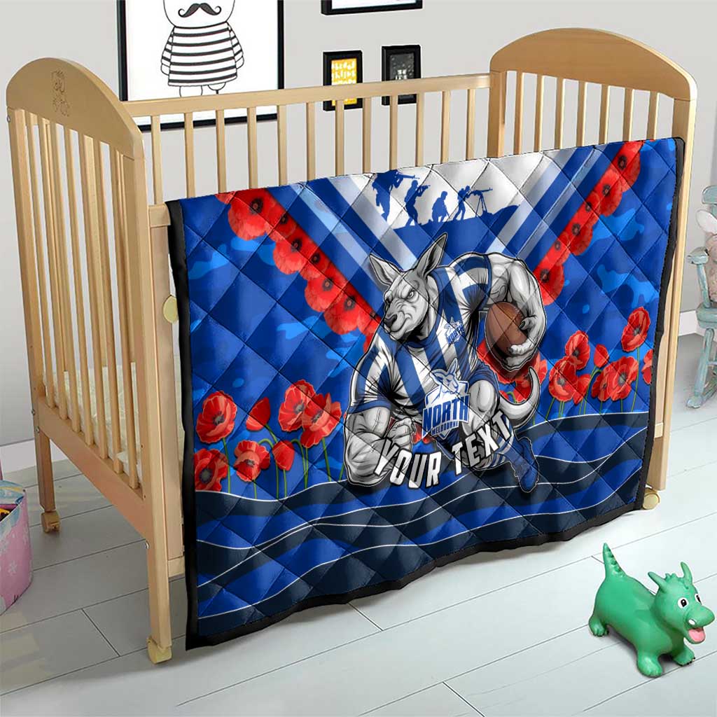 Personalised North Melbourne Kangaroos ANZAC Quilt Military Remembrance Australian Football Mascot Camouflage