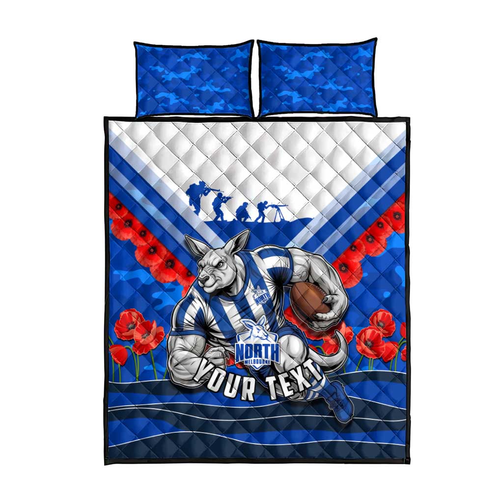 Personalised North Melbourne Kangaroos ANZAC Quilt Bed Set Military Remembrance Australian Football Mascot Camouflage