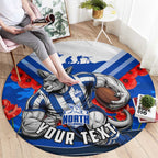 Personalised North Melbourne Kangaroos ANZAC Round Carpet Military Remembrance Australian Football Mascot Camouflage