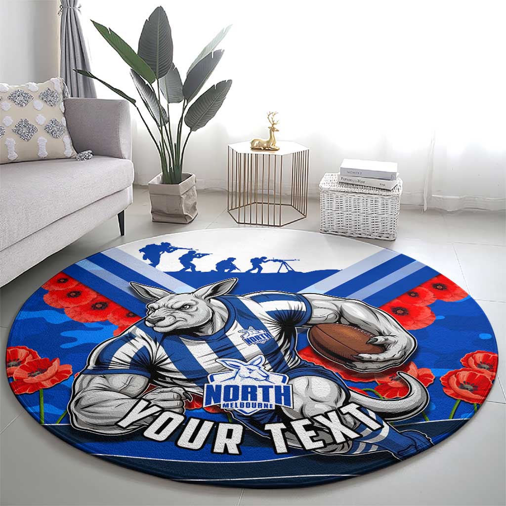Personalised North Melbourne Kangaroos ANZAC Round Carpet Military Remembrance Australian Football Mascot Camouflage