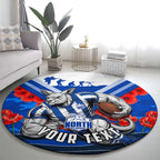 Personalised North Melbourne Kangaroos ANZAC Round Carpet Military Remembrance Australian Football Mascot Camouflage