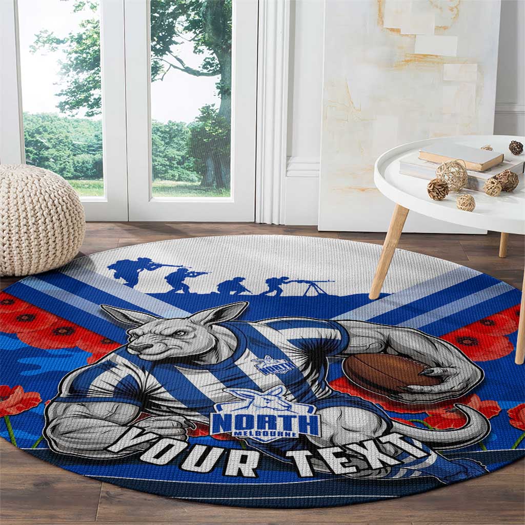Personalised North Melbourne Kangaroos ANZAC Round Carpet Military Remembrance Australian Football Mascot Camouflage