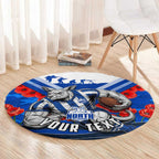 Personalised North Melbourne Kangaroos ANZAC Round Carpet Military Remembrance Australian Football Mascot Camouflage