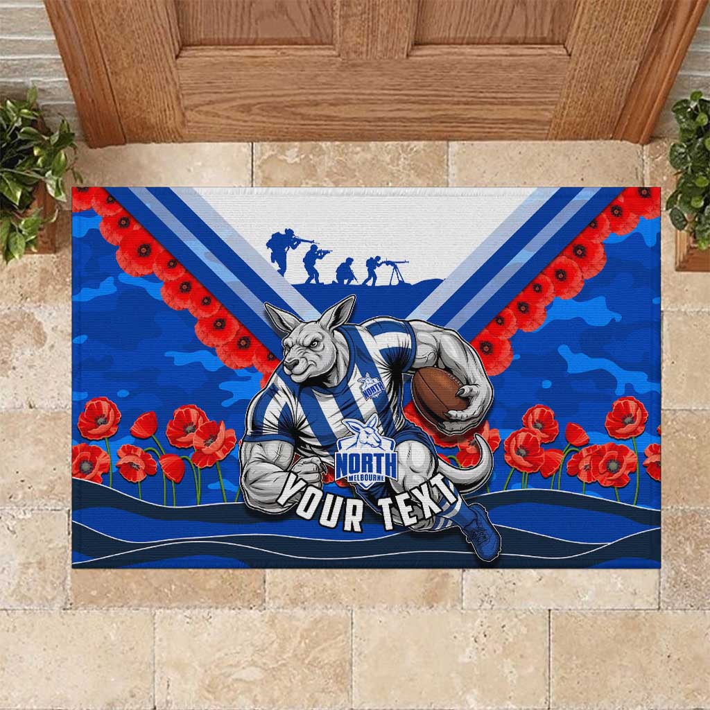 Personalised North Melbourne Kangaroos ANZAC Rubber Doormat Military Remembrance Australian Football Mascot Camouflage