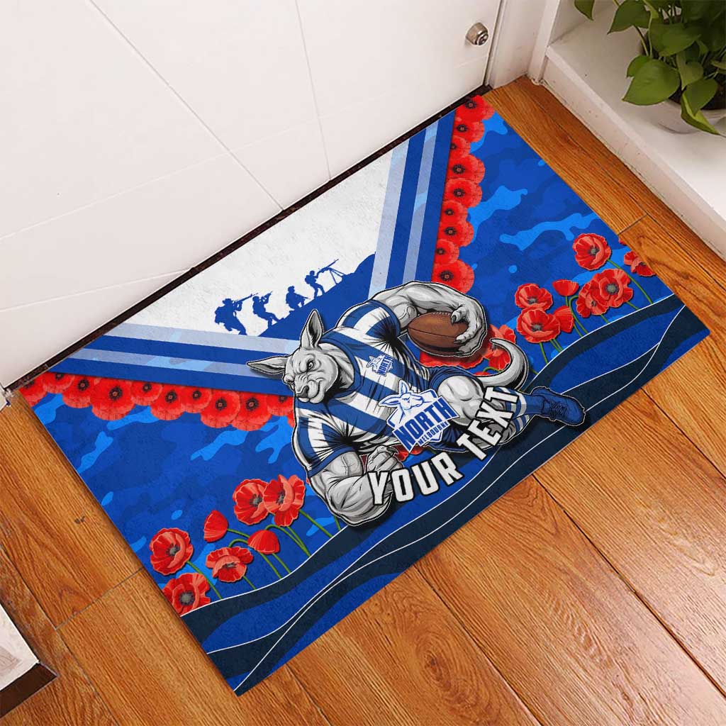 Personalised North Melbourne Kangaroos ANZAC Rubber Doormat Military Remembrance Australian Football Mascot Camouflage