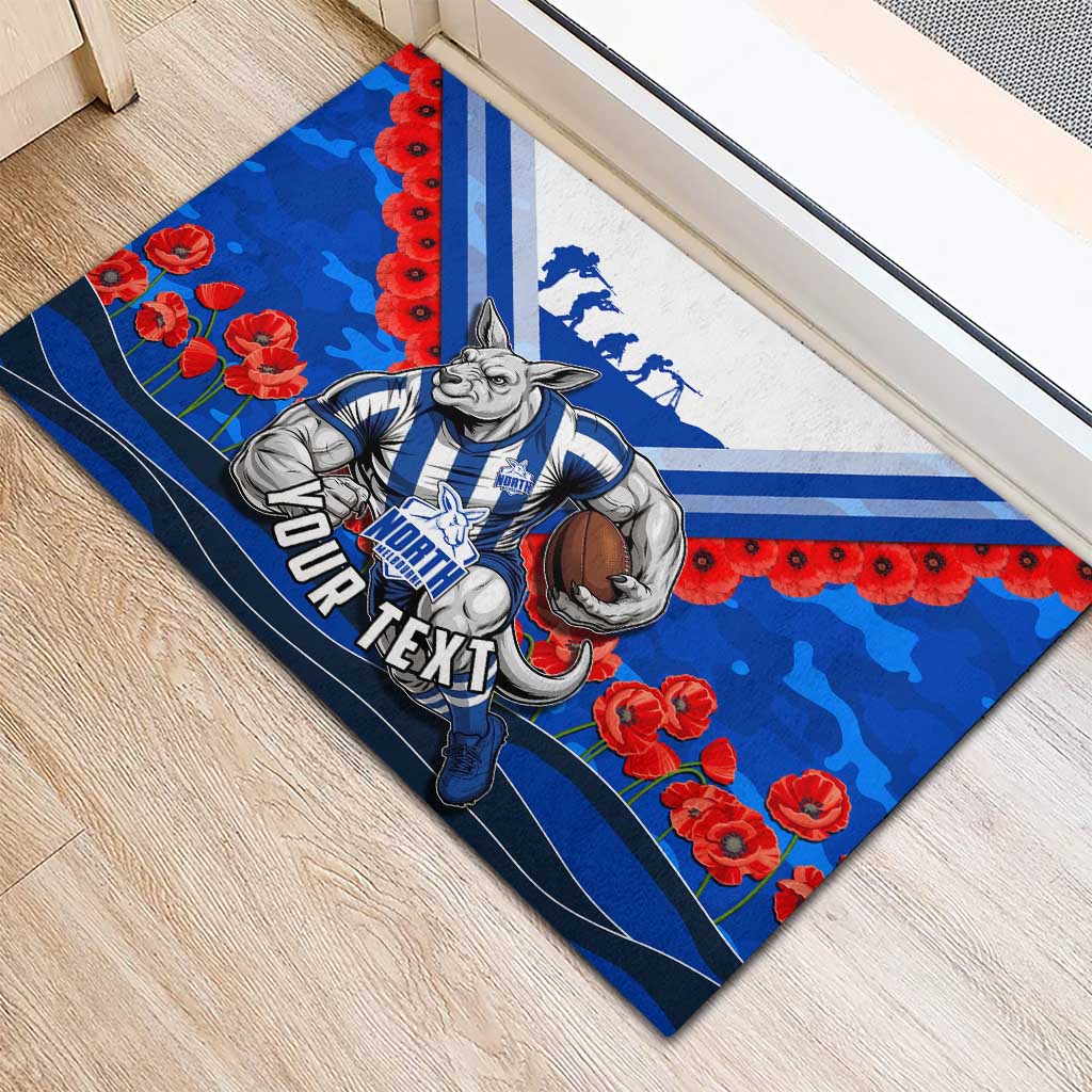 Personalised North Melbourne Kangaroos ANZAC Rubber Doormat Military Remembrance Australian Football Mascot Camouflage